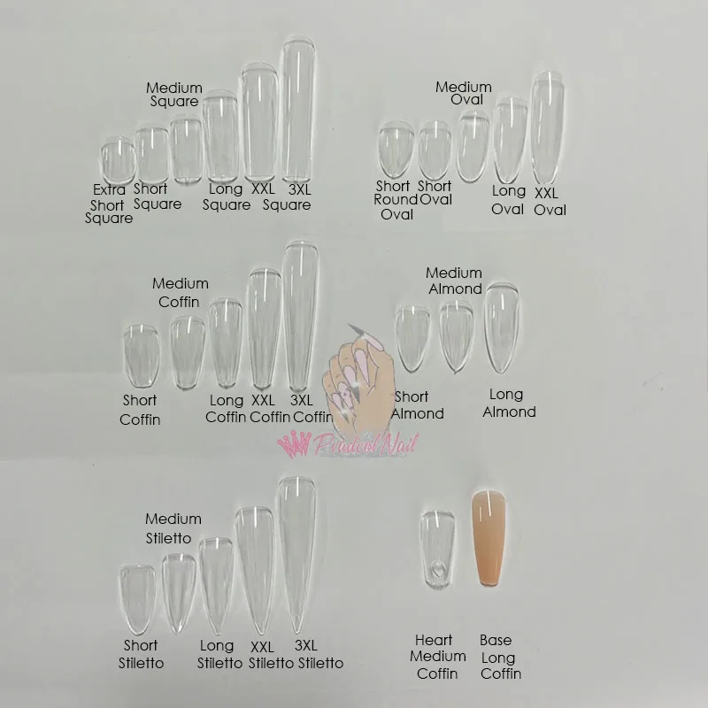 Gel Nails Extension System Full Cover Sculpted Clear Stiletto Coffin False Nail Tips 240pcs/bag