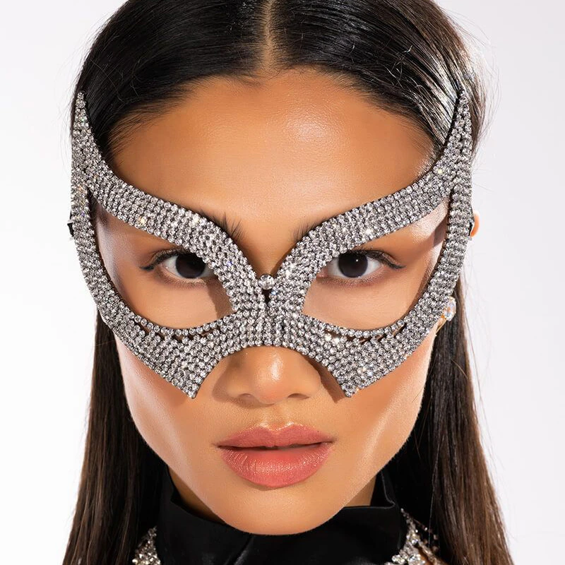 

2022 New Luxury Full Rhinestone Mask Ladies Masquerade Fashion Super Sparkling Crystal Stereo Mask Sexy Facial Jewelry Wholesale