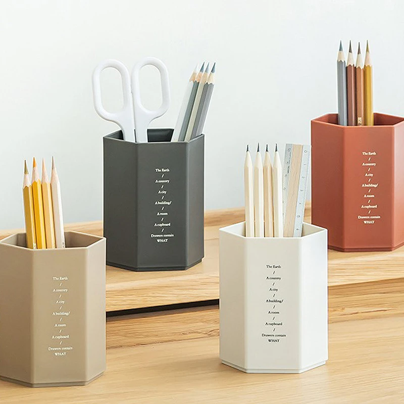 

Creative Hexagonal Design Pen Holder Large Capacity Pen Pencil Pot Brush Storage Container Box Plastic Stationery Desk Organizer