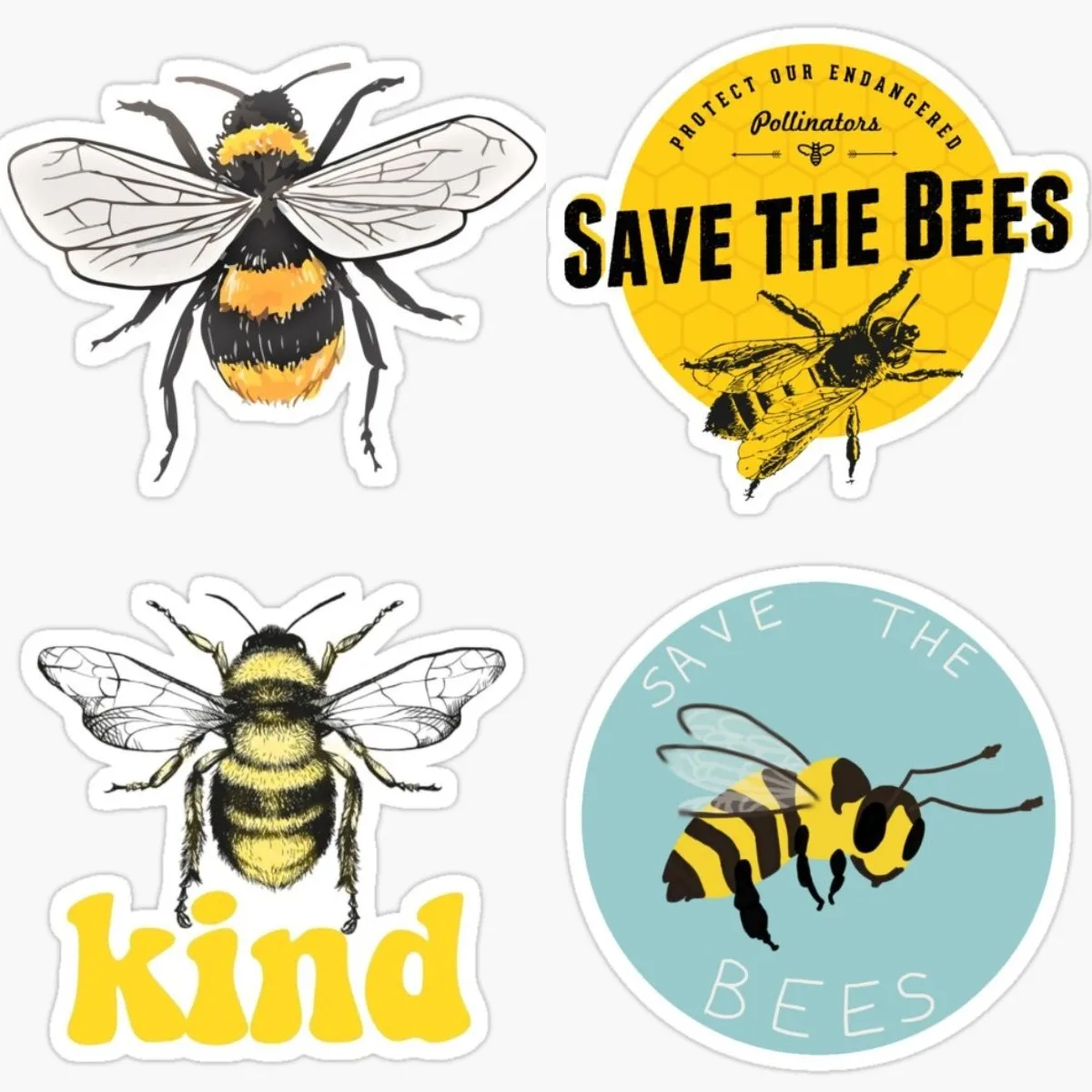 Стикер быть добрым пчела цветок Ретро дизайн красочное средство для защиты