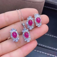 925 silver resizable womens jewelry set gem bridal ruby ring womens wedding engagement jewelry