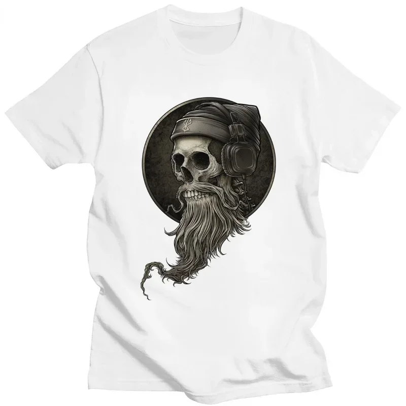 Винтажная футболка с изображением черепа бороды для мужчин чистый Vikinngg Berserker