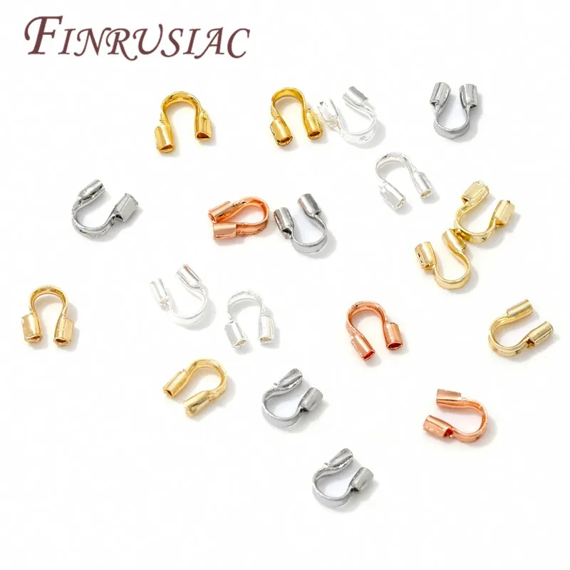 100 Adet/grup 18 K Altın Kaplama Tel Koruyucu Takı Için, Tel Koruma Koruyucu Koruyucular Döngüler U Şekli Konnektörler Aksesuarları