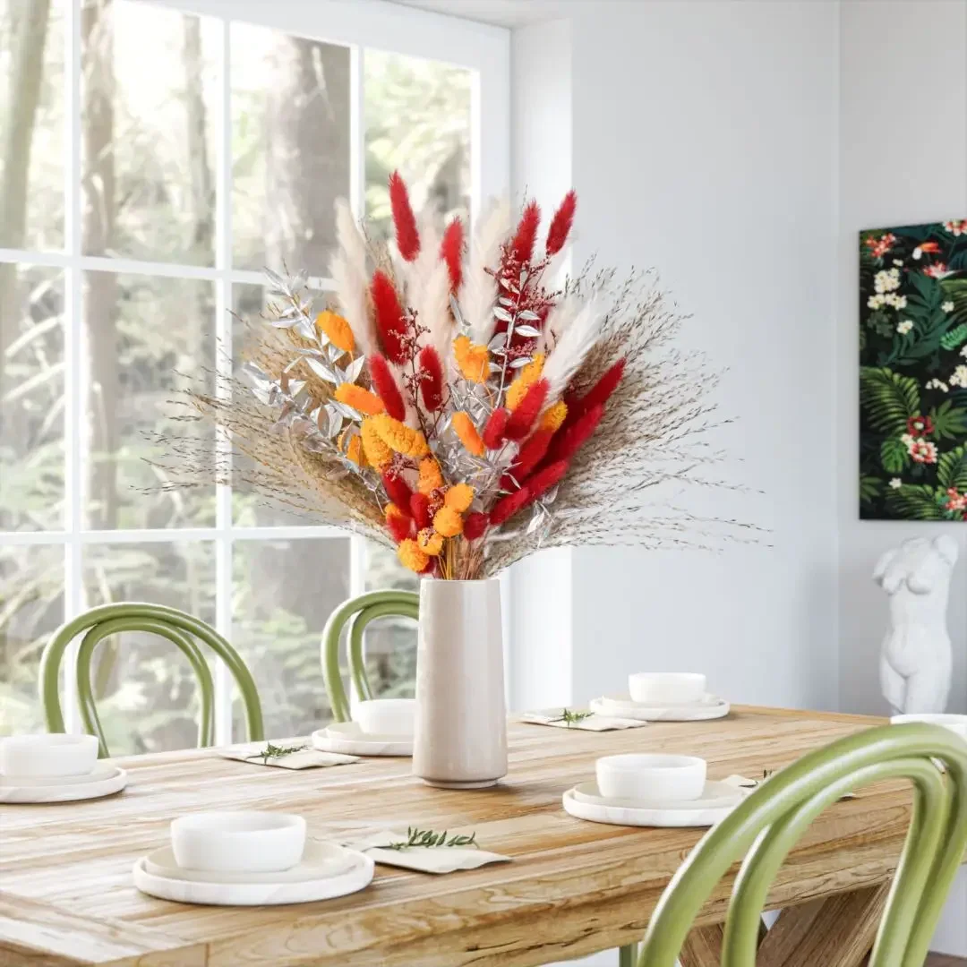 

80Pcs Fluffy Pampas Dried Flowers Bouquet Wedding Chriatmas Decoration Rabbit Tails Reed Home Decor Accessories Artifical Flower