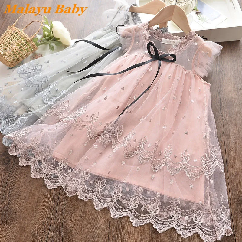 

MALAYU BABY Toddler Girls Princess Dress 2022 Summer New Fashion Kids Ruffle Lace Floral Party Dresses Cute Child Costume 2-7 Y