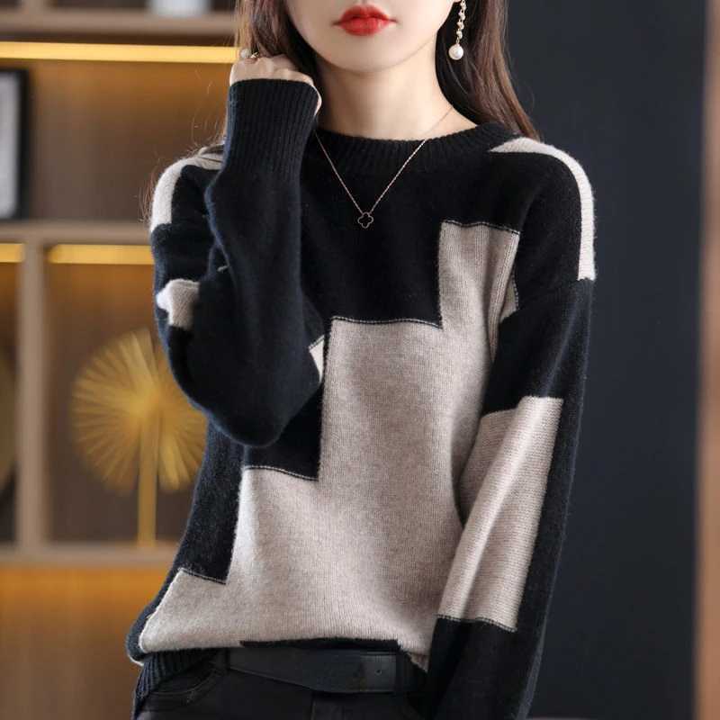 

Wool Kobieta Swetry Knitted Poleras Mujer Loose Sweter Damskie Elegant Frau Pullover Fashion Sweaters Woman Clothes