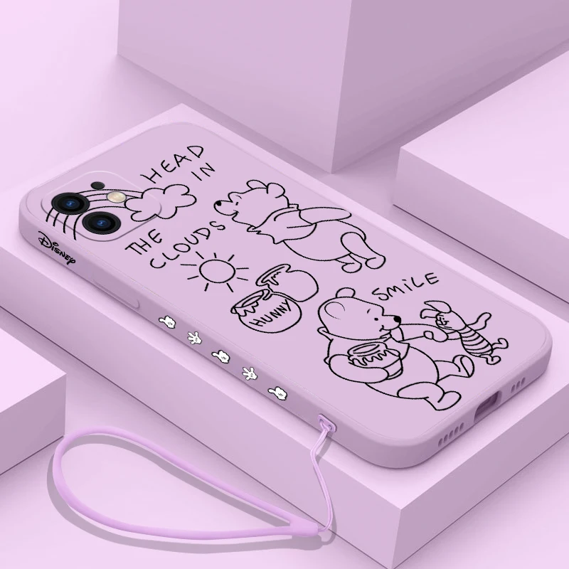 

disney lines winnie the pooh Phone Case For iPhone 14 13 12 11 Pro Max Mini X XR XS MAX 8 7 Plus Liquid Silicone Cases Cover