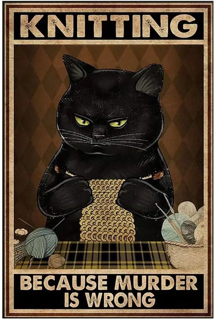 Металлическая жестяная вывеска Kanni для шитья вязания пряжа с котом ретро-плакат