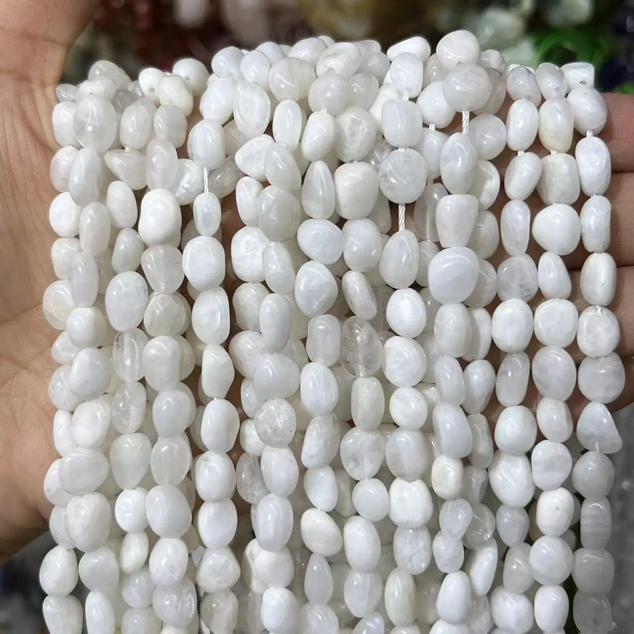 

6-8mm Irregular Natural Stone Moonstone Loose Spacer Beads For DIY Necklace/Bracelet 18 Inch Factory Price Wholesale