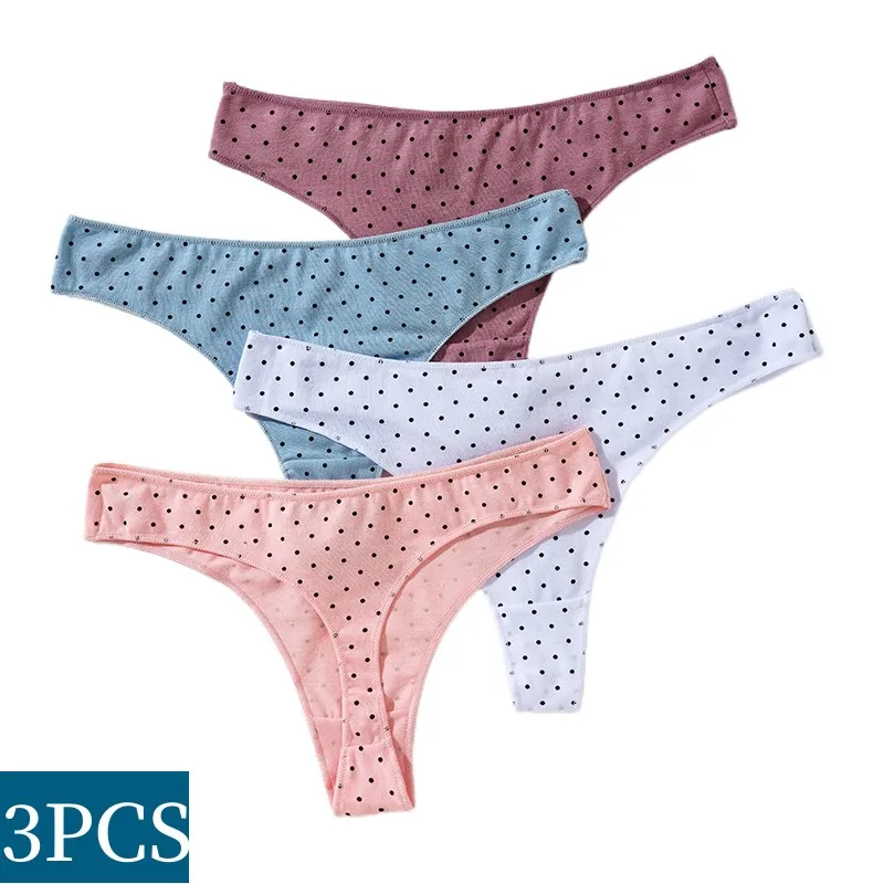 

3 шт./комплект, женские хлопковые трусы-стринги с низкой посадкой