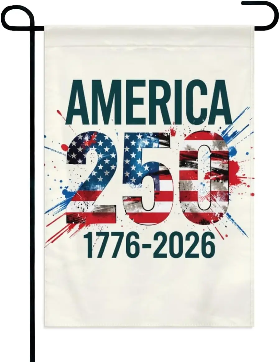 Фото Флаг для сада America 250, 12x18 дюймов, двусторонний – Праздничное украшение для двора в американском патриотическом стиле, 17762026, для веранды, L AAM №1