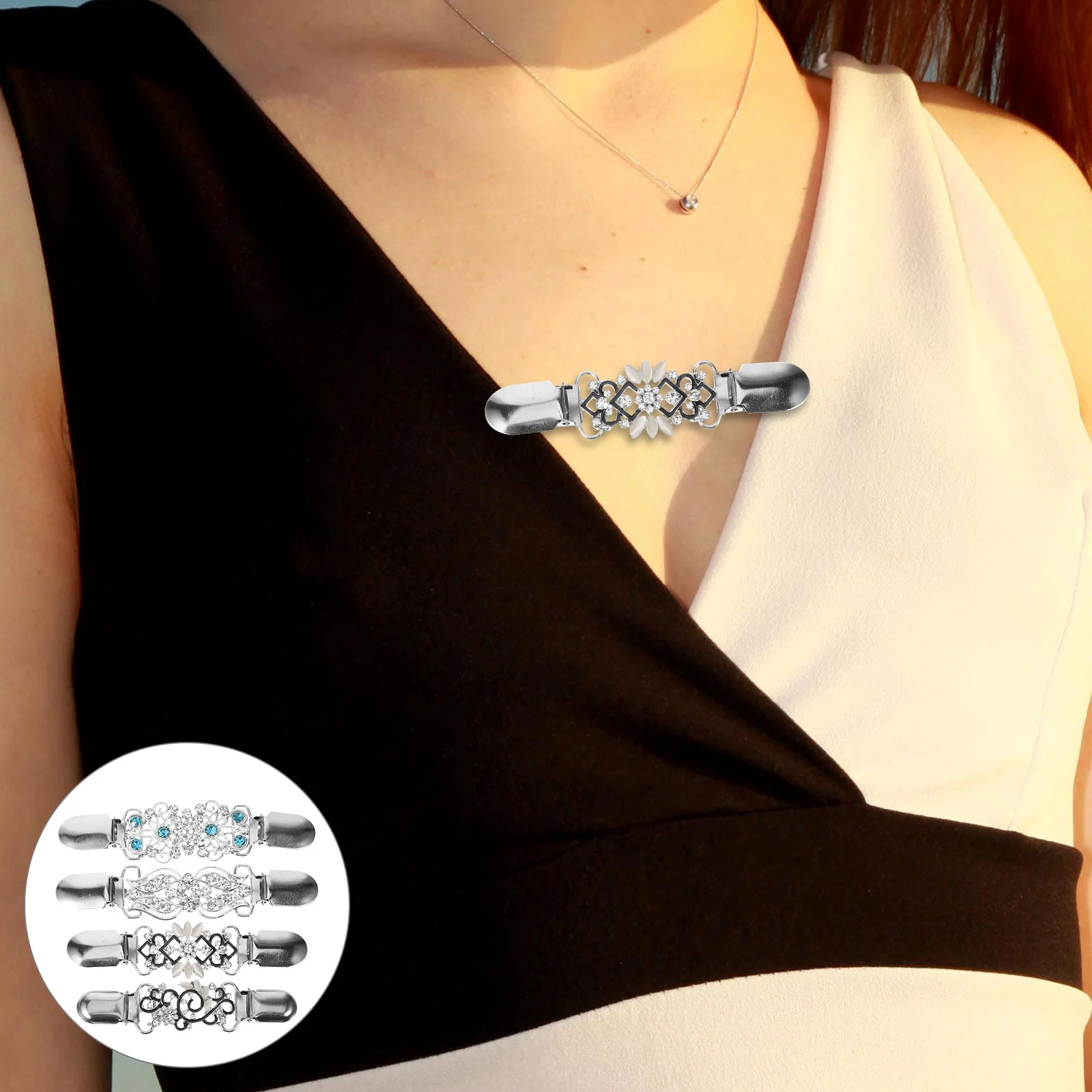 

4 Pcs Cumpleaños Para Sweater Clip Scarf Dress Clips Brow Nails Shirt Cinch Back