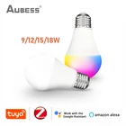 Светодиодная лампа Tuya Zigbee 3,0 RGBCW, умный дом, 9121518 Вт, E27, 90-250 В, управление через приложение, работает с Alexa Google Home