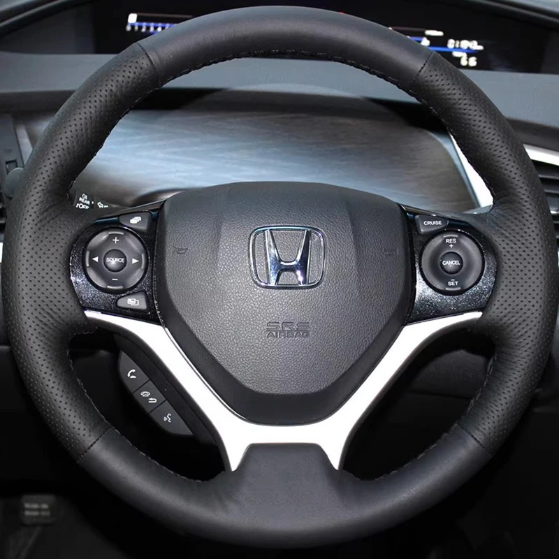 

DIY Ручное шитье Рулевое колесо Чехол Черный Микрофибра Кожа Автомобиль Руль Чехол для Honda Civic Civic 9 2012-2015