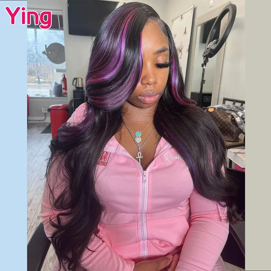 

Ying Hair Highlight Purple Colored Lace Front Wig 13x6 Body Wave Lace Front Wig Pre Plucked 13x4 Lace Human Hair Wigs For Women