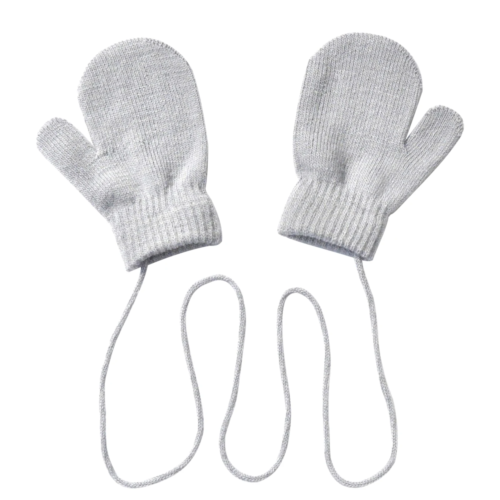 

1pair Boy Girl 1-4 Years Old Winter Warm Elastic Knitted Gloves Hanging Neck Acrylic Yarn For Children Thick Playing Mittens