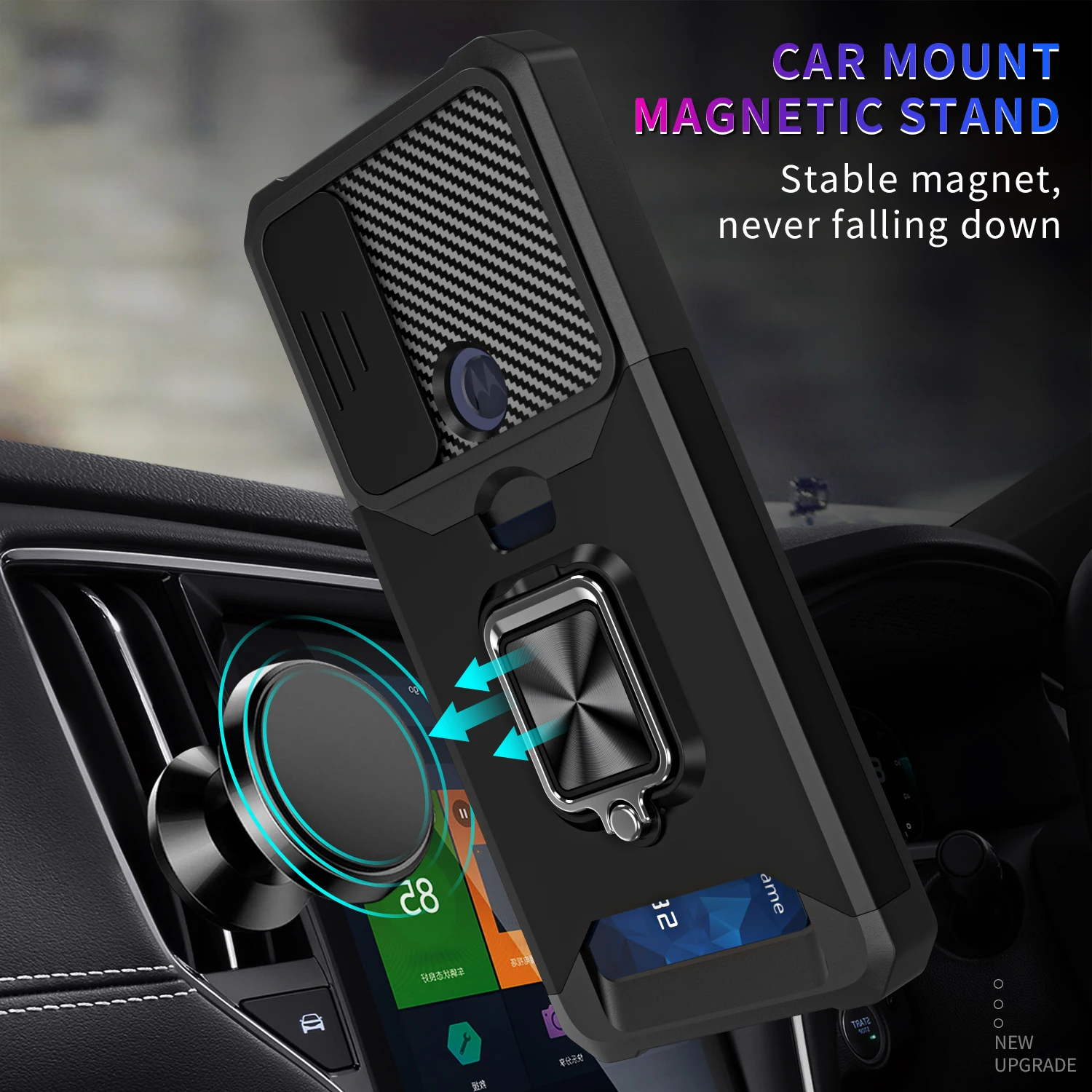 Чехол со слотом для камеры Motorola Moto G Pure Pocket автомобильный магнитный кольцевой