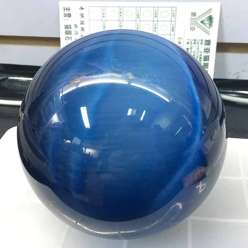 Bola de cristal de ojo de Gato Azul raro de 10 cm, Bola de piedra de energía de adivinación, Bola de decoración de fotografía, 1 pieza + base
