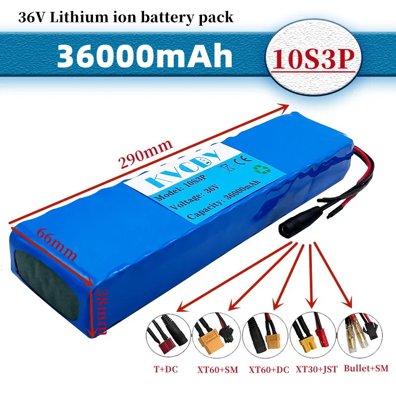 

KVCDY 10S3P 36V 36Ah Battery ebike battery pack 18650 Li-Ion Batteries 350W For High Power electric scooter Motorcycle Scooter