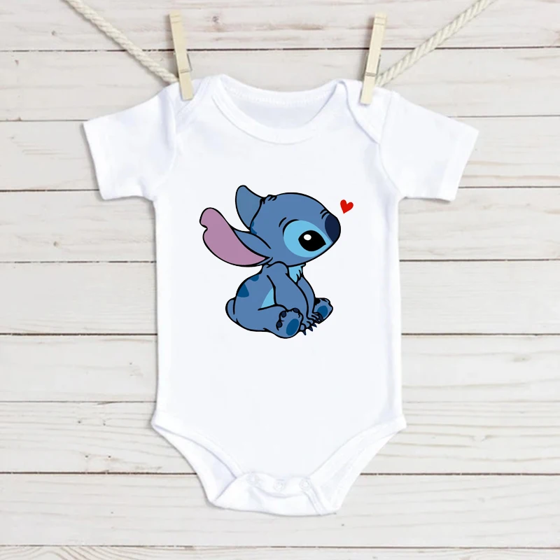 Cute Newborn Baby Summer Rompers Infant Bodysuits Short Sleeve Jumpsuit Cartoon Lilo & Stitch Ropa Bebe Baby Boy Girl Clothes