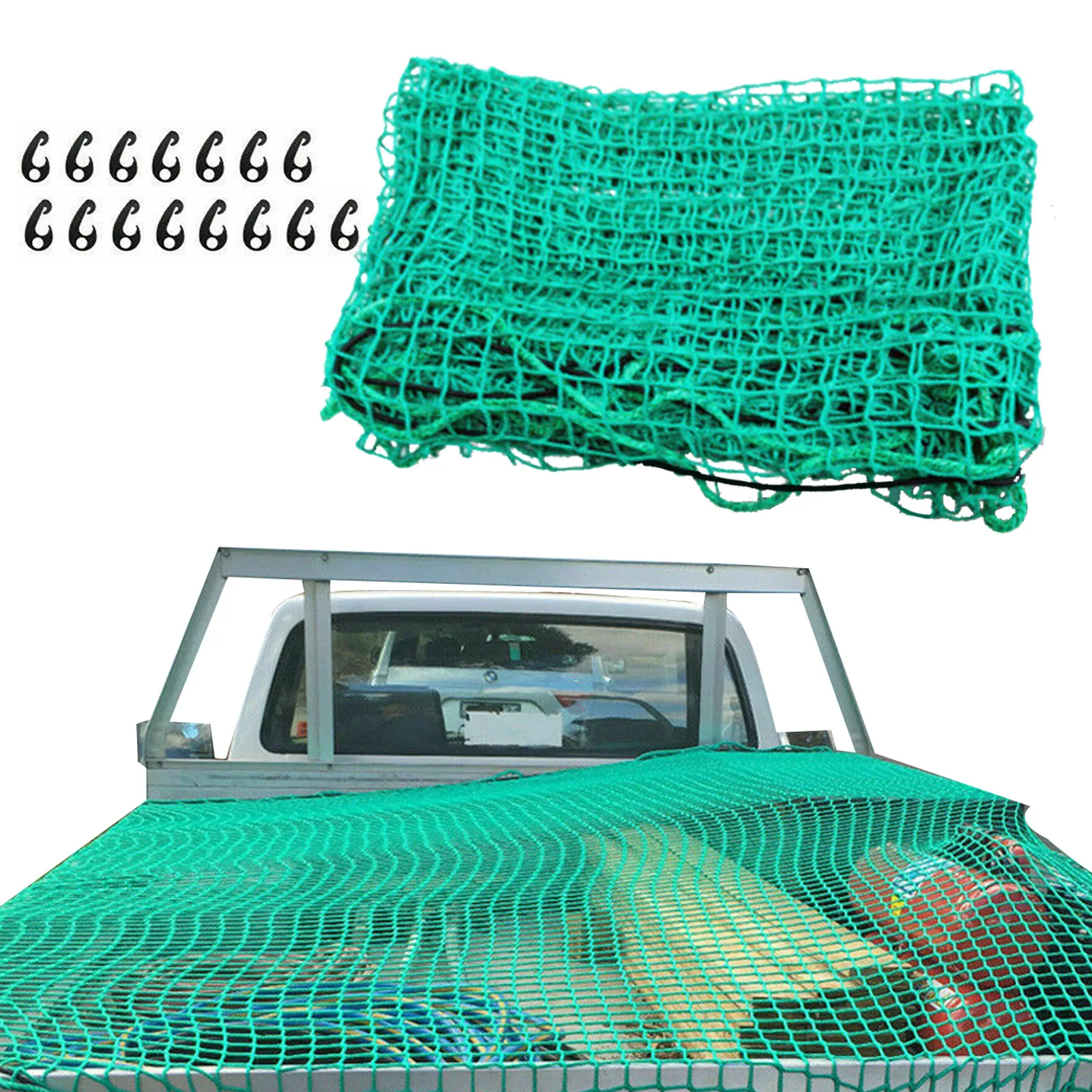 

Truck Bed Polypropylene Cargo Net Safety Protection Trailer Bungee Extend Mesh Cover Heavy Duty Luggage Anti-falling Accessories
