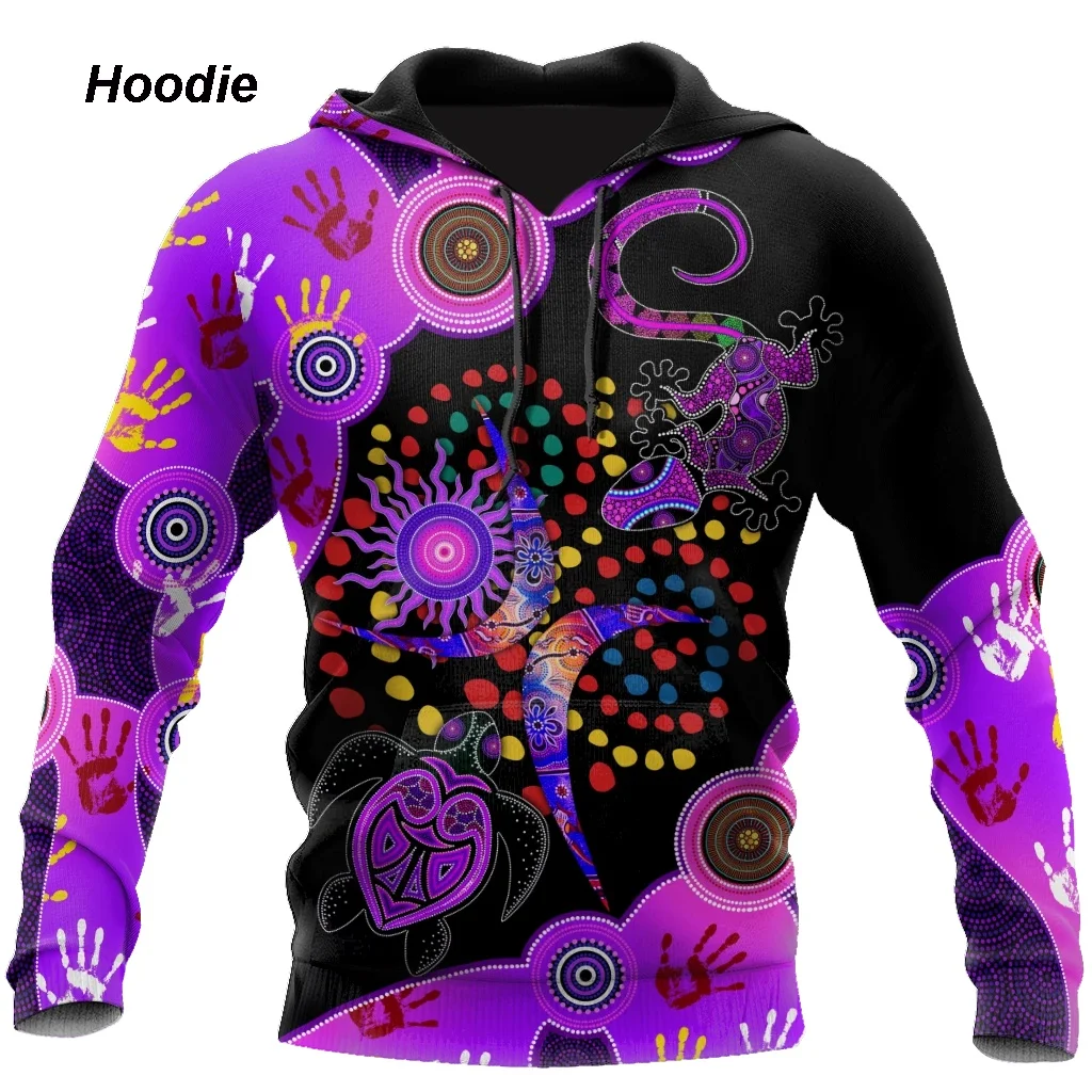 New Fashion Aboriginal Aboriginal Turtle Stipple Art 3D Hoodie
