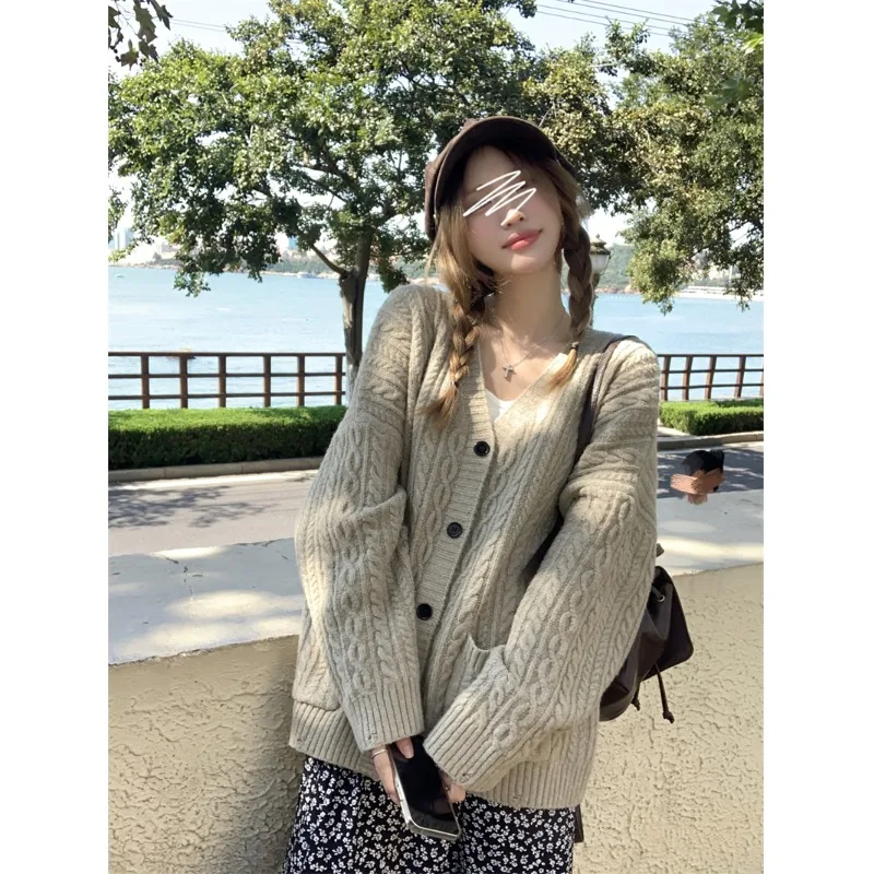 Универсальный вязаный свитер с v-образным вырезом Idle Sle женский зимний 2024 новый