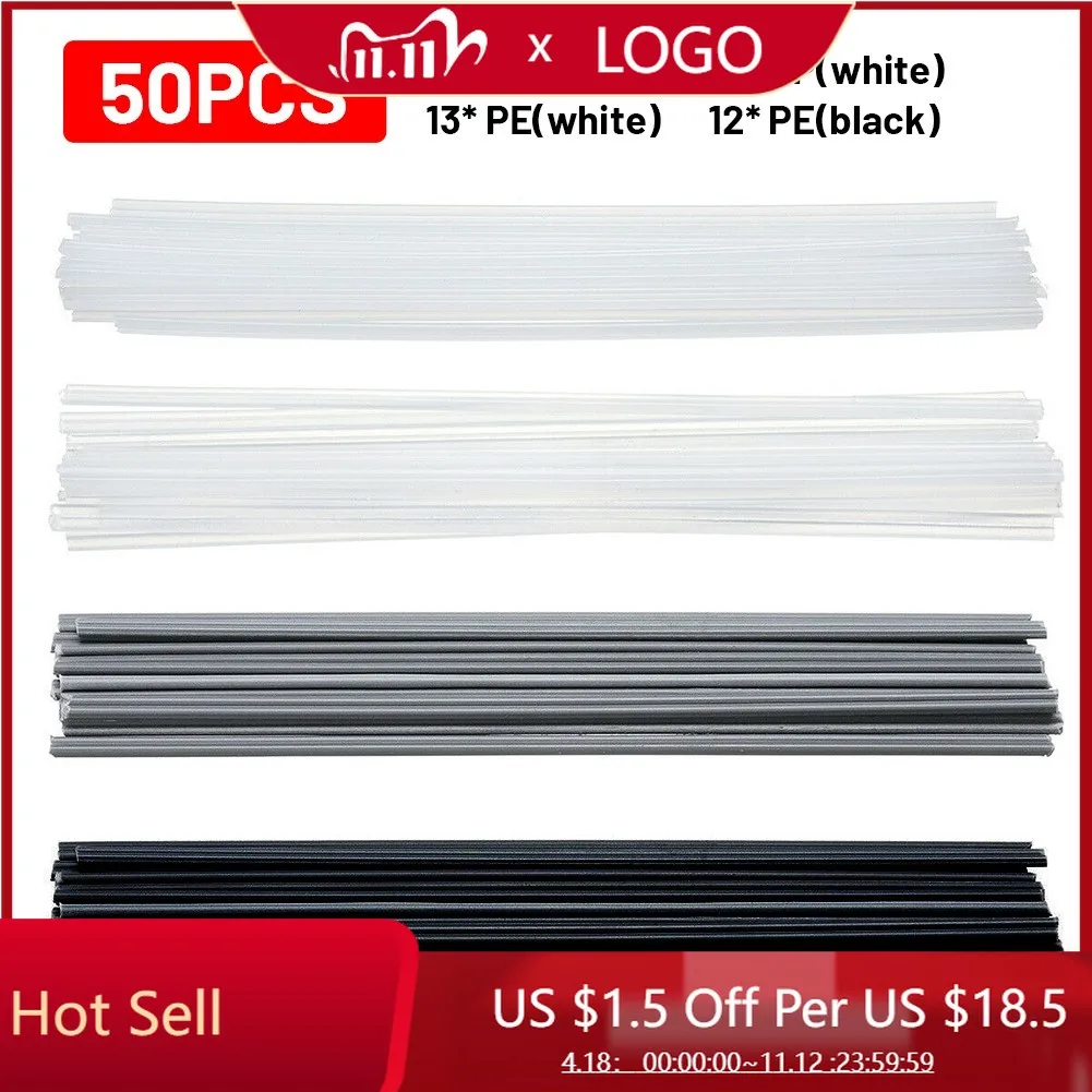 

50 Pcs Plastic Welding Rod PP/PVC/PE Welding Sticks For Plastic Welder 200x5x2.5mm Welding Wire Brazing Low Temperature