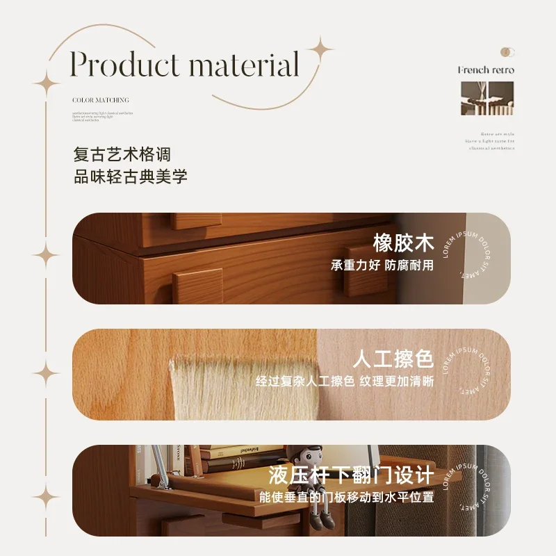 Средневековый двухслойный шкаф для хранения Кармен из цельного дерева в стиле