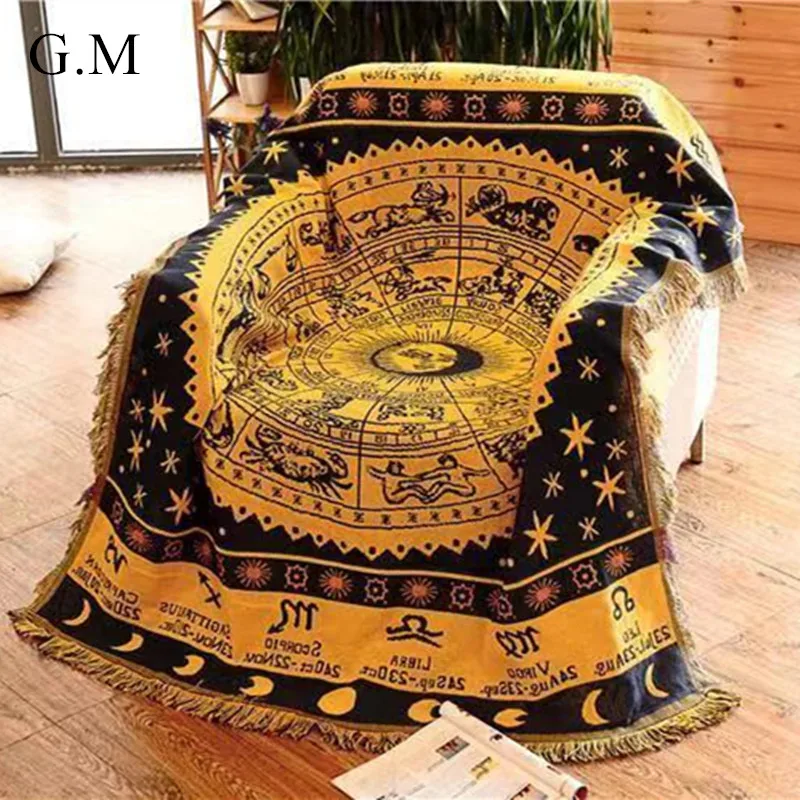 

Europe Style Knitted Geometry Tassel Blanket Bohemian Sofa Cover Bed Blanket Home Mat Tablecloth Outdoor Picnic Camping Rug