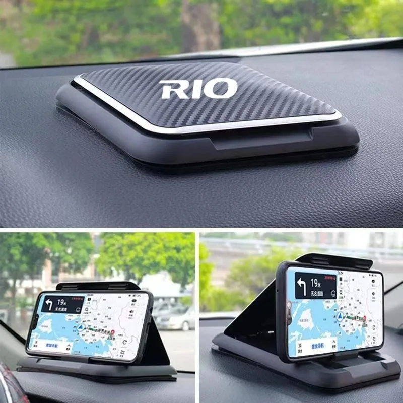 

New Carbon Fiber Car Mobile Phone Bracket Dashboard Phone Holder For KIA RIO 2 3 4 5 Xline Car Accessory