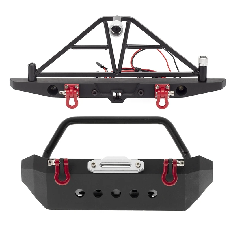 

Металлический передний и задний бампер со светодиодсветильник кой для 1/10 RC Crawler Axial SCX10 и SCX10 III AXI03007 Traxxas TRX4 Redcat