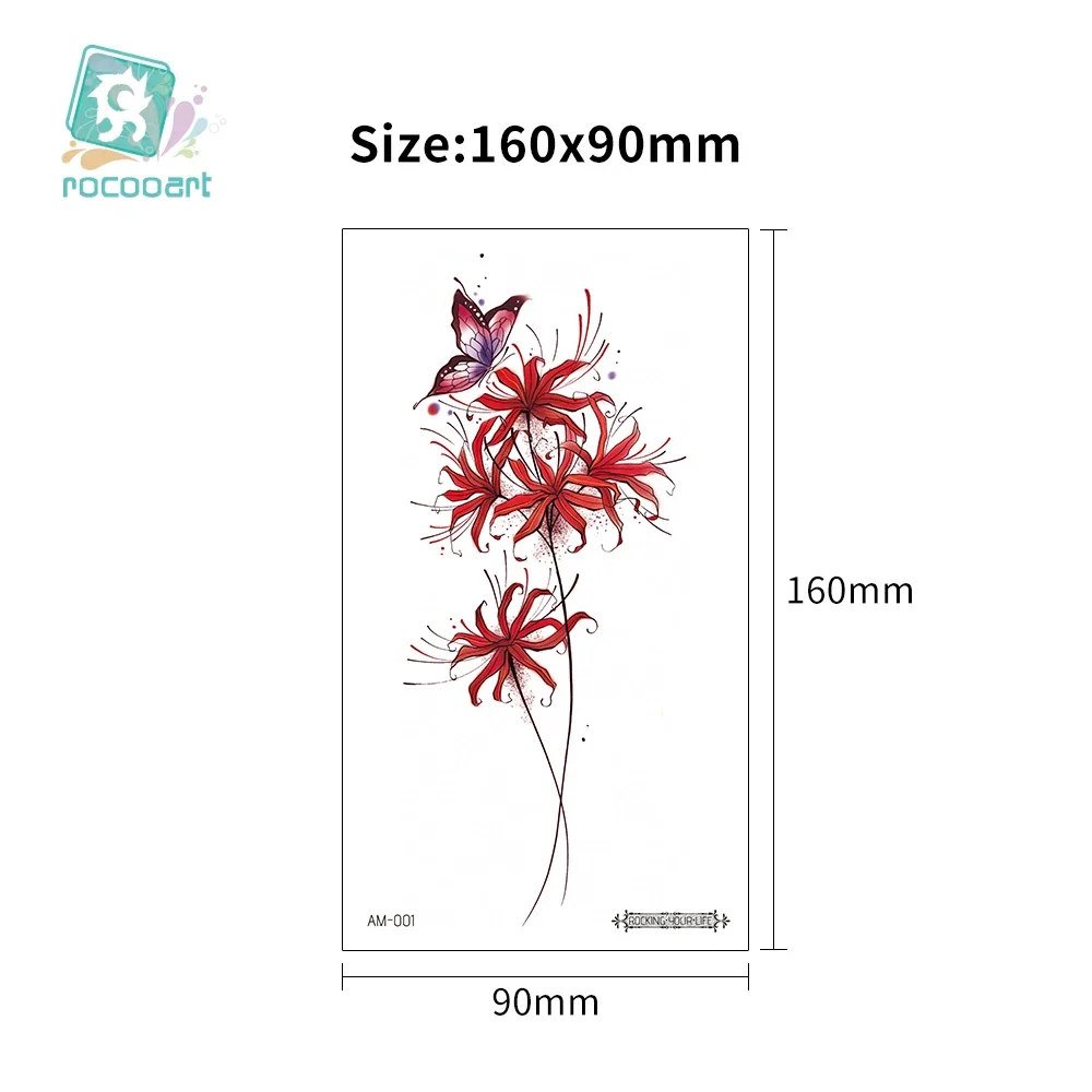 Татуировки Rocooart на руки с цветами лотос змея временная татуировка