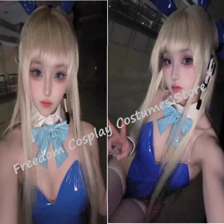 Синий архив косплей костюм Асума Токи парик комбинезон с кроликом для девочек