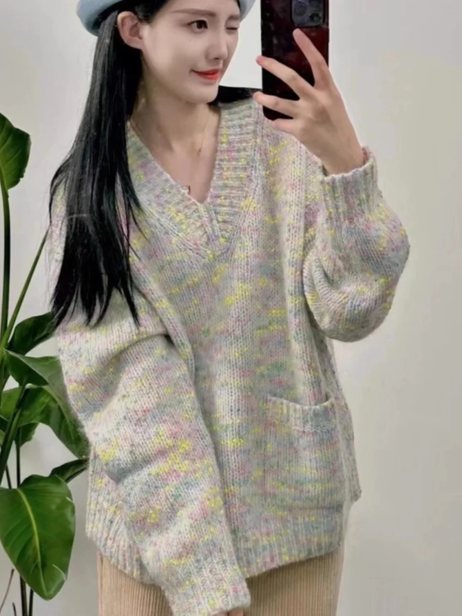 Girdear с белым воротником новый бренд 2024 осень и зима однотонный свободный флисовый