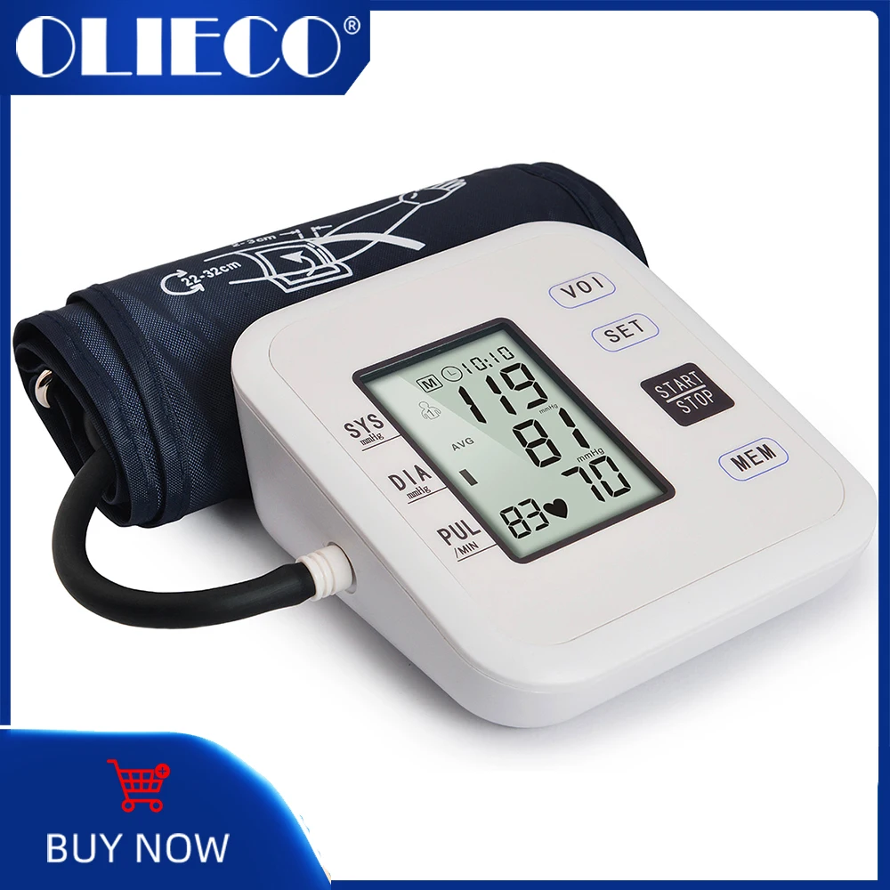 

OLIECO Arm Blood Pressure Monitor Large LCD Screen No Voice Broadcast Blood Pressure Arrhythmia Detection for Family Health