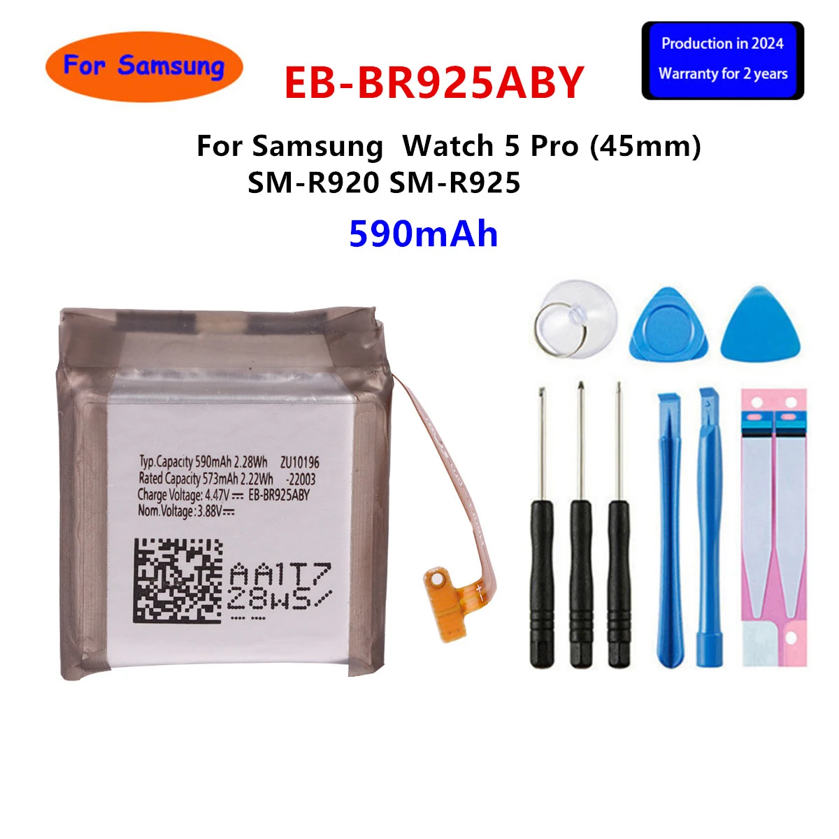 Совершенно новый аккумулятор EB-BR925ABY 590 мАч для Samsung Galaxy Watch 5 Pro 45 мм SM-R920 SM-R925