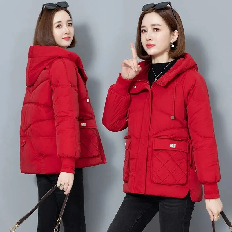 Новинка 2024 корейские женские парки Зимняя Повседневная Свободная куртка-пуховик