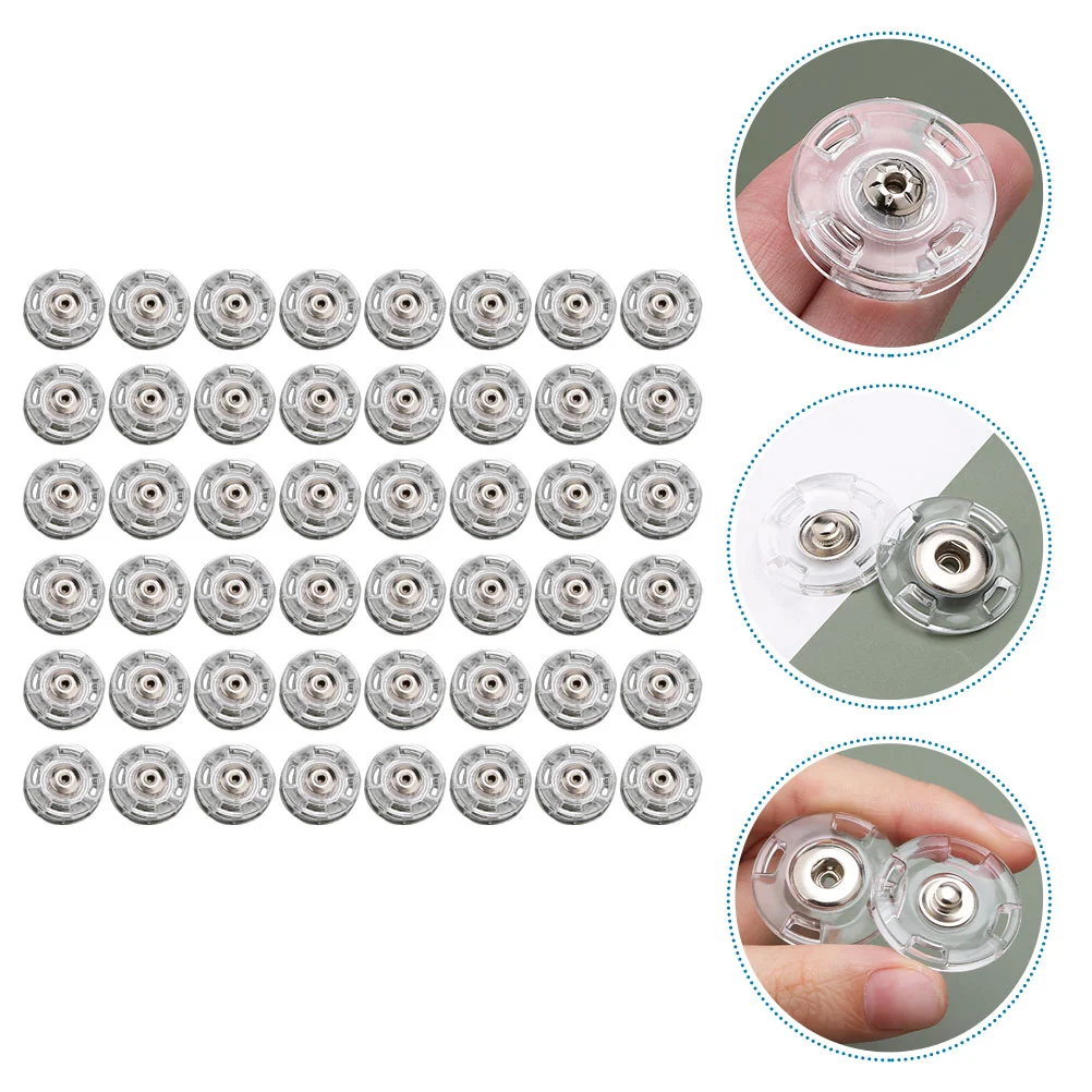 

50 Pcs Buttons Snaps Sewing DIY Clothes Round Costume Metal Sweater Women's Invisible Buttonsbuttons Bulk