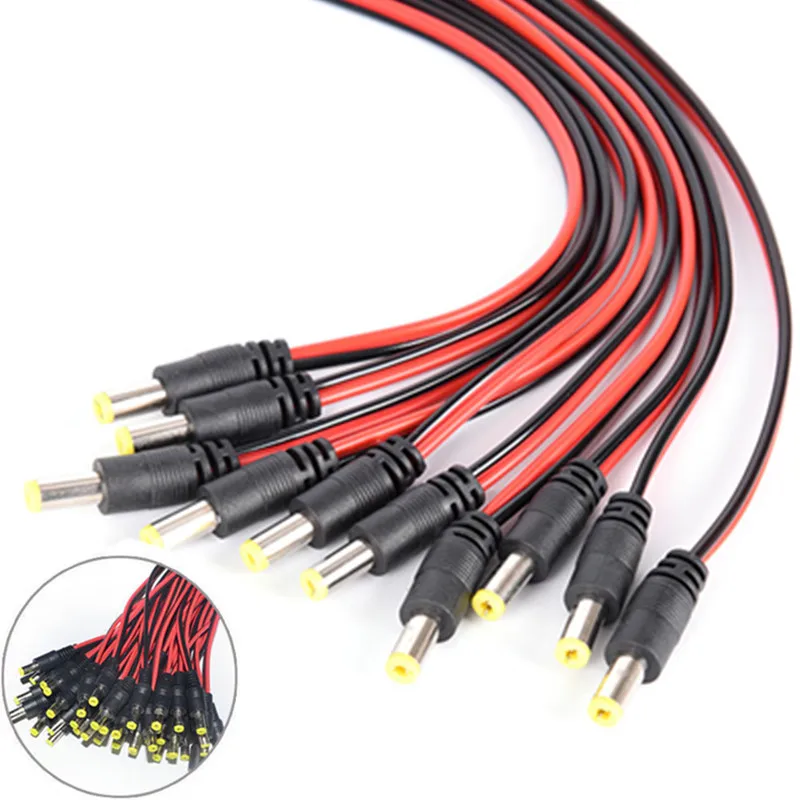 

10PCS 5.5x2.1mm 12V DC Power Dc power cord Pigtail Male Cable Plug for CCTV Camera LED Lights