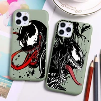 venom black and white sketch art phone case for iphone 13 12 11 pro max mini xs 8 7 6 6s plus x se 2020 xr candy green cover