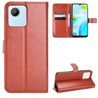 for oppo pu leather flip stand luxury phone case oppo rmx3581realme c30 leather crazy horse pattern phone case with lanyard