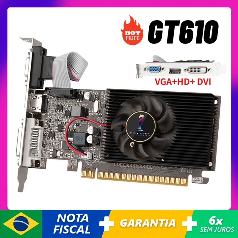 

GT610 2G Video Card PCIE X16 2.0 NVIDIA GeForce GT 610 DDR3 Graphics Card VGA HD DVI 64Bit 1800MHz GT610 GPU Desktop Computer