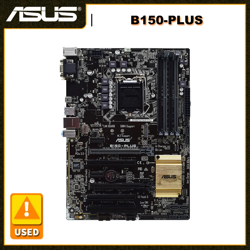 

ASUS B150-PLUS DDR4 Motherboard 64 GB PCI-E 3.0 SATA III M.2 Support Core I7/i5/i3 LGA 1151 CPUs Intel B150 Motherboard ATX