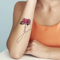 waterproof temporary tattoo sticker pink rose flower heart line fake tattoos flash tatoo arm hand neck body art for women men