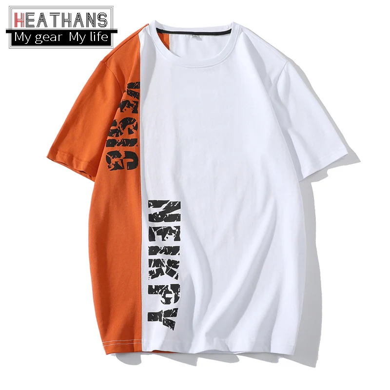 

Short-sleeved T-shirt Men's Cotton Half-sleeve Top Summer Men 2022 New Fashion Color Contrast O Neck Street Clothes Men Pullover