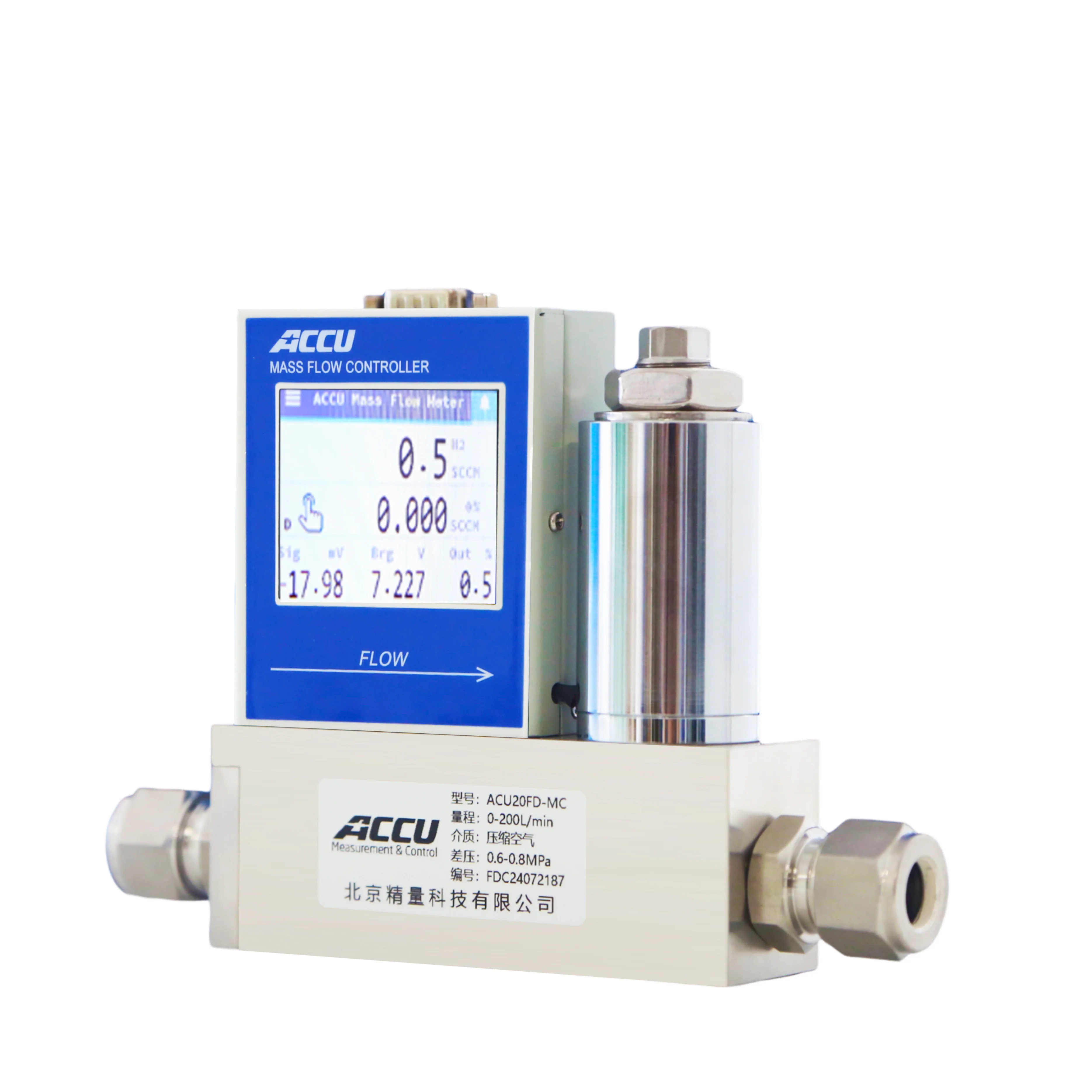 Фото Профессиональный производитель 0 ~ 3000slm газовый/N2/H2/O2/Ar/He/CH4/CO2/воздушный массовый расходомер с RS485 для управления расходом №1