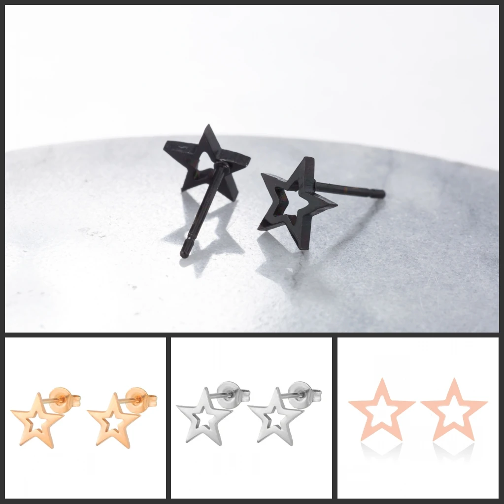 

Fashion Star Ear Climber Small Stud Earrings Stainless Steel Pendant Women's Stud Earrings Gift