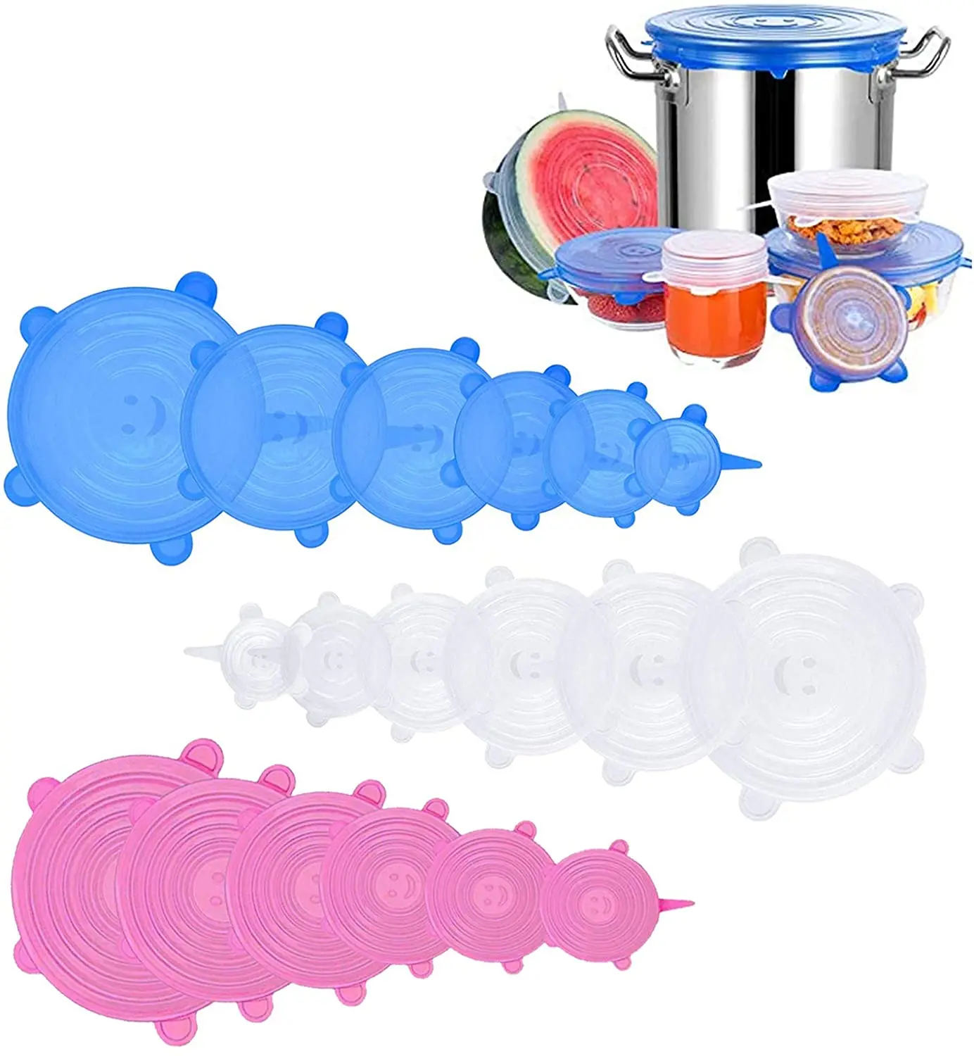 

6 Pcs Silicone Stretch Lids Reusable Airtight Food Wrap Covers Keeping Fresh Seal Bowl Stretchy Wrap Cover Kitchen Accessories