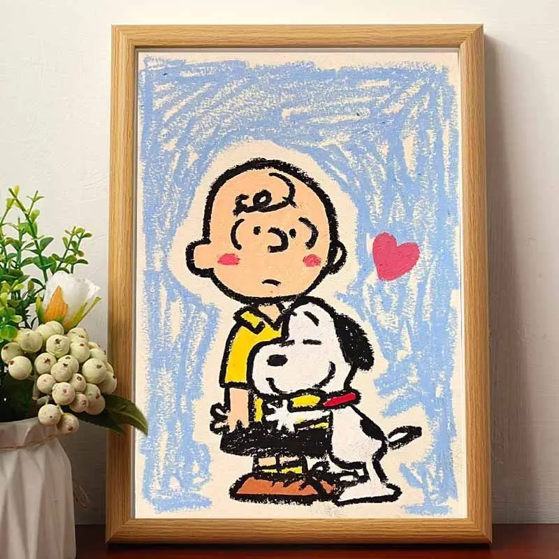 

Snoopy, Чарли, коричневый, деревянный сток, мультяшная Милая готовая картина маслом, искусственная кожа, подарок на день рождения для девушки